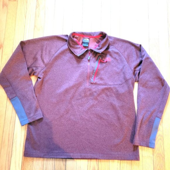 The North Face Mens 1/4 Zip Fleece Pullover Sweater XLT Polyester Red Gray - Picture 3 of 10